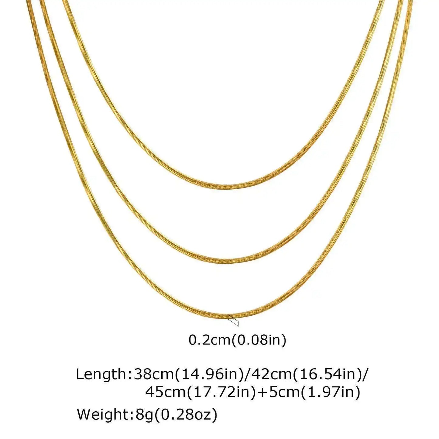 Waterproof Layering Necklaces for Women,stainless Steel Triple Stacked Snake Clavicle Chain Choker Necklaces