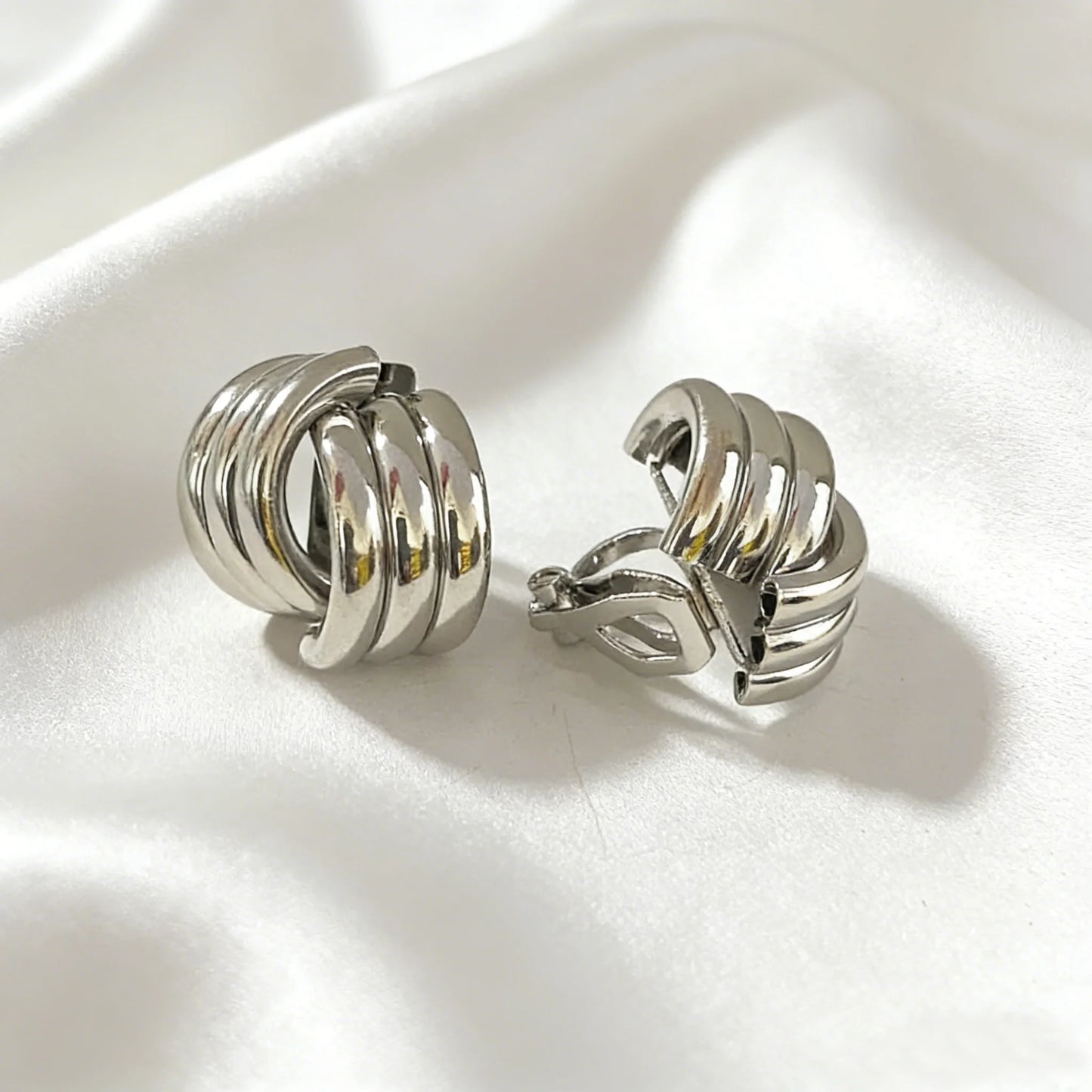 Trendy Gold Crisscross Wide Hoop Clip-On Earrings