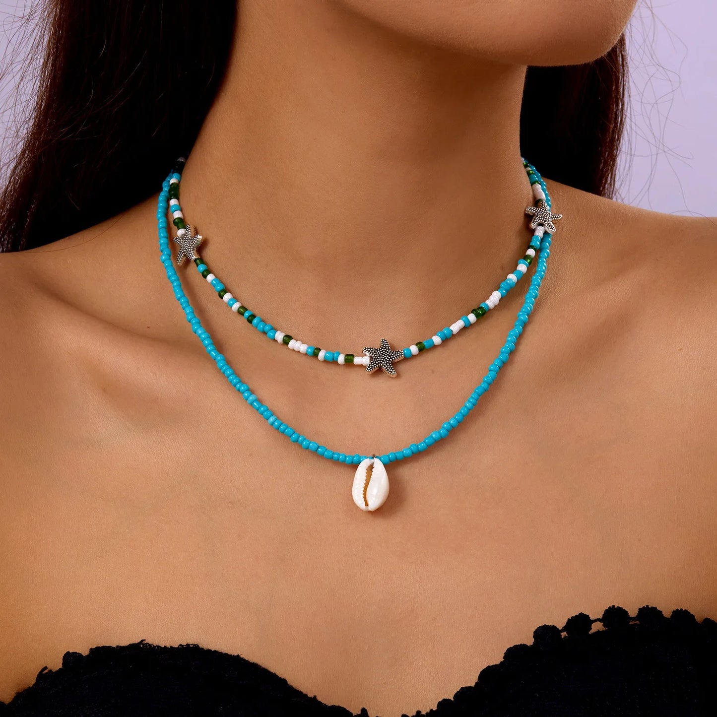 New Beach Style Seashell Necklace Beaded Choker Necklaces for Women Handmade Starfish Pendant Fashion Ocean Украшения Чокер