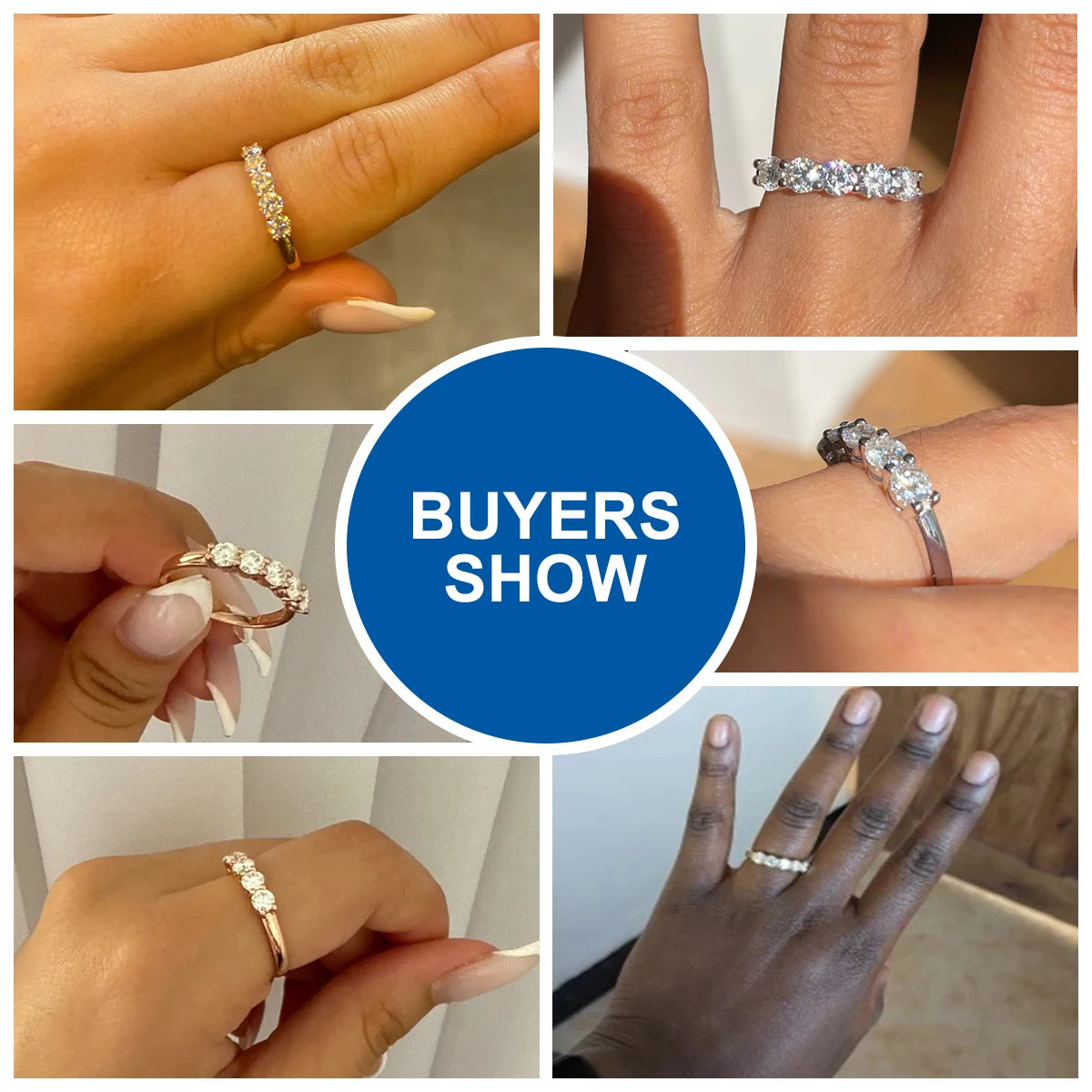 5pcs Stones Moissanite Diamond Ring