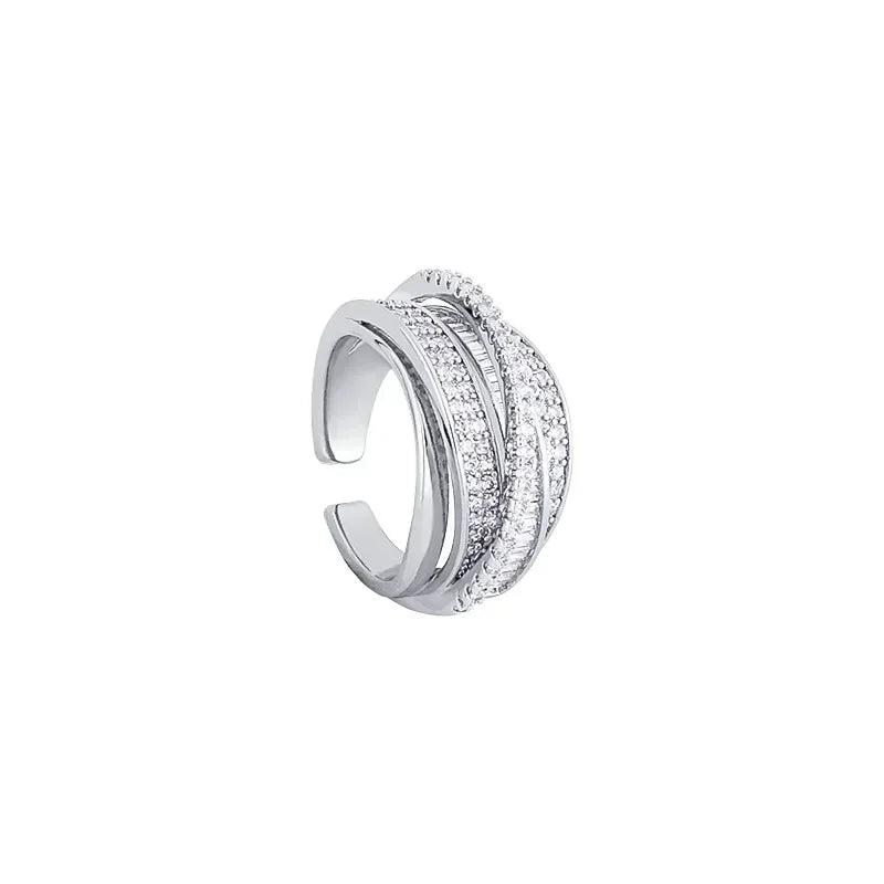 Silver Color Rhinestone Ring Multi-layer Winding Rings