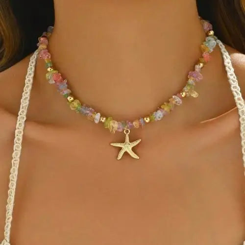 New Beach Style Seashell Necklace Beaded Choker Necklaces for Women Handmade Starfish Pendant Fashion Ocean Украшения Чокер