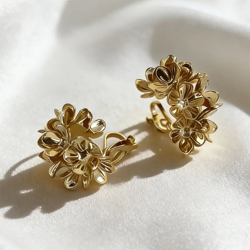 Trendy Gold Crisscross Wide Hoop Clip-On Earrings