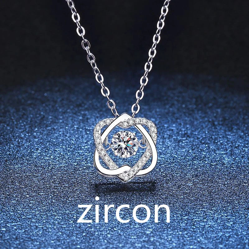 Moissanite Necklace For Women 100% Sterling S925 Silver With White Gold Plated Lab Diamond