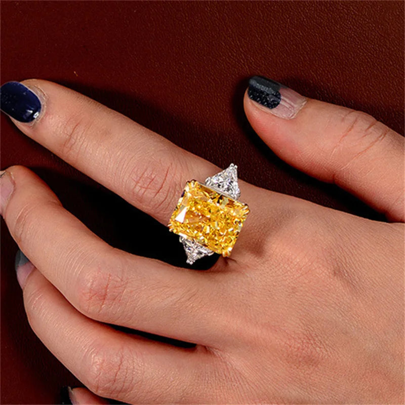 Luxury Geometric Big Square Stone Rings