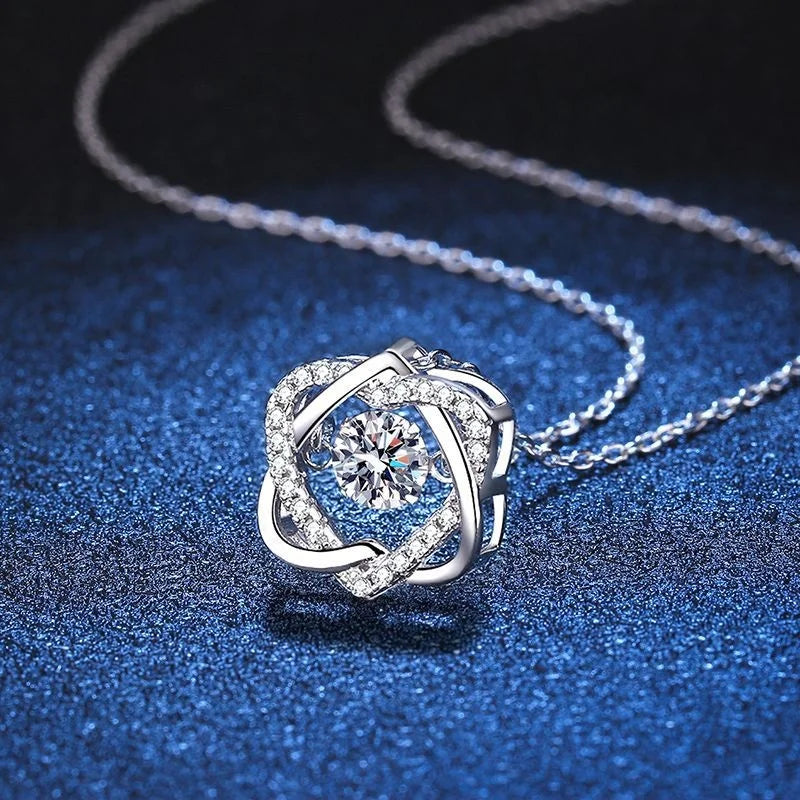 Moissanite Necklace For Women 100% Sterling S925 Silver With White Gold Plated Lab Diamond