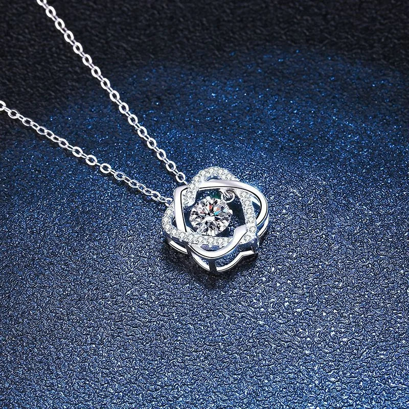 Moissanite Necklace For Women 100% Sterling S925 Silver With White Gold Plated Lab Diamond
