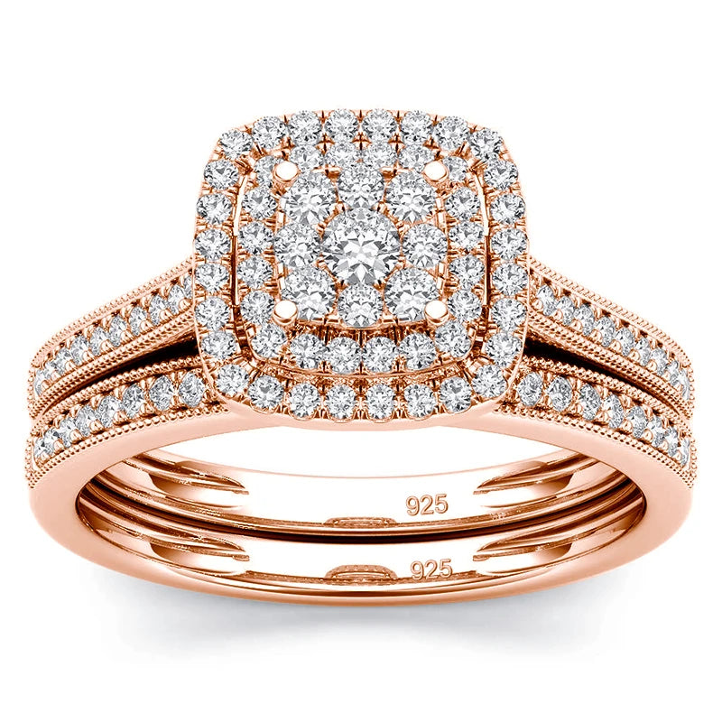 2pcs Moissanite Ring Set For Woman