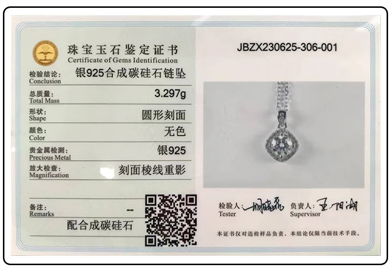 100% Moissanite Diamond Pendant Necklaces