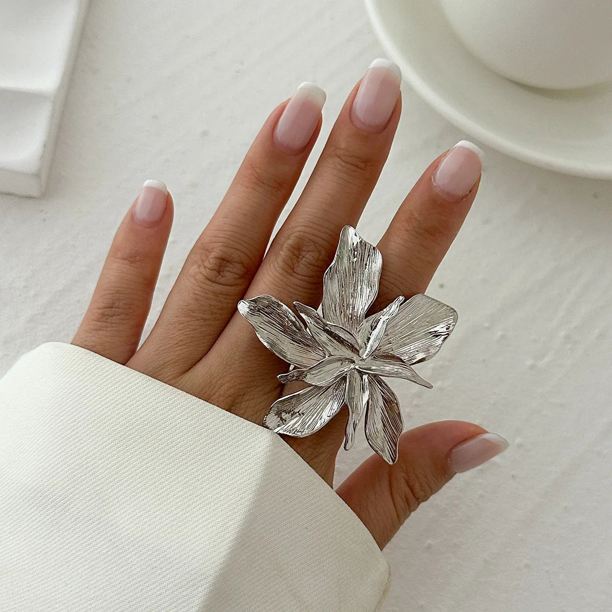 Personality Design Double Layered Big Flower Ring