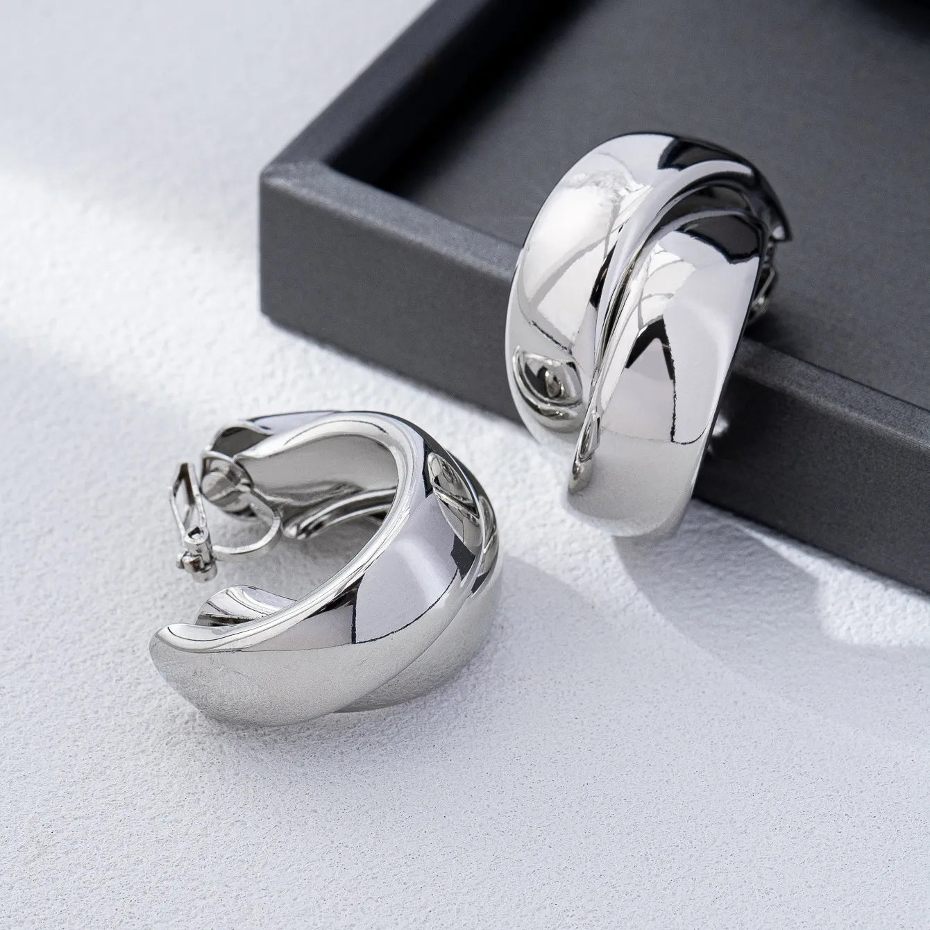 Trendy Gold Crisscross Wide Hoop Clip-On Earrings