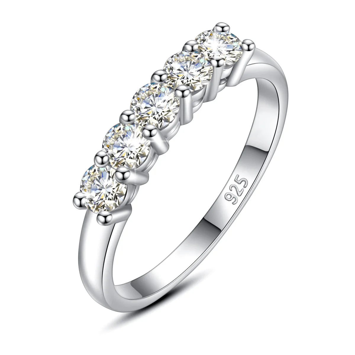 5pcs Stones Moissanite Diamond Ring
