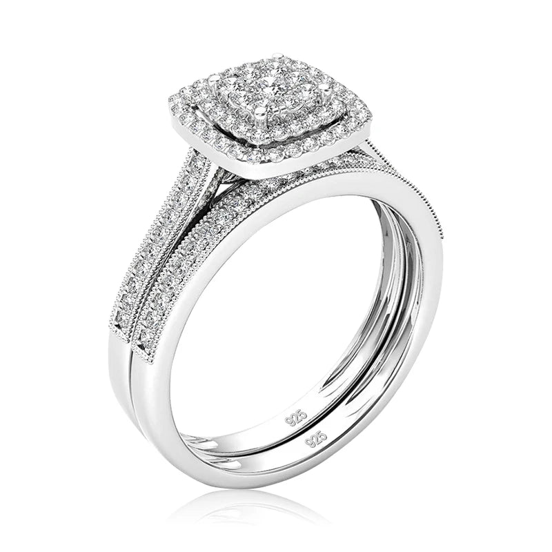 2pcs Moissanite Ring Set For Woman