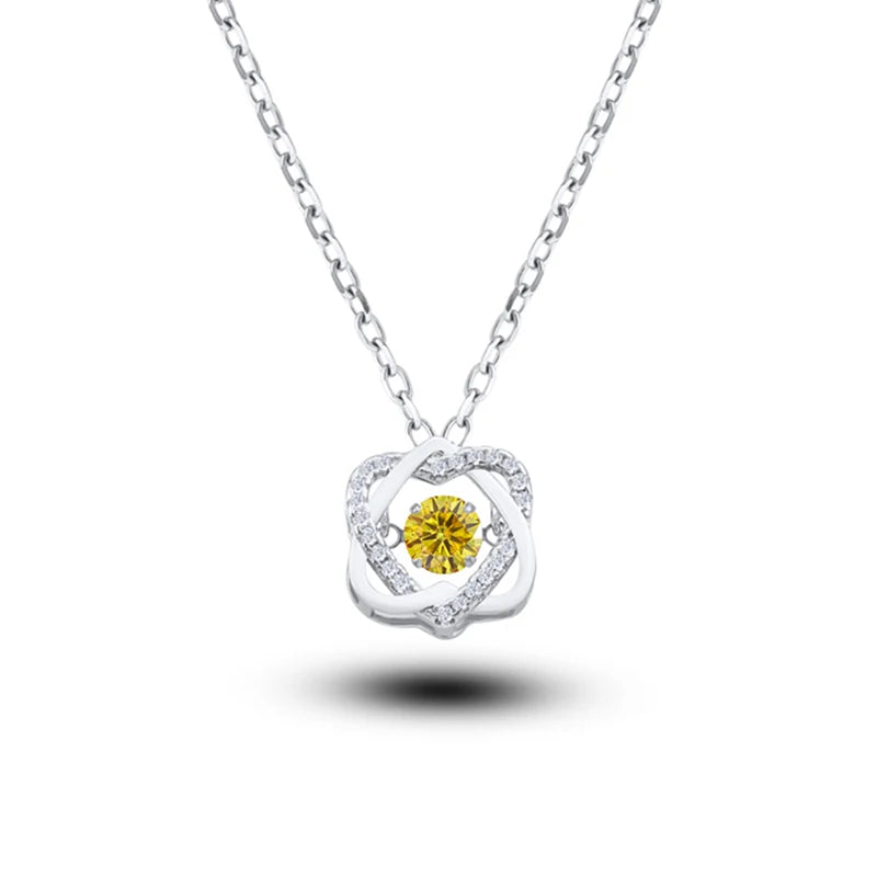 Moissanite Necklace For Women 100% Sterling S925 Silver With White Gold Plated Lab Diamond