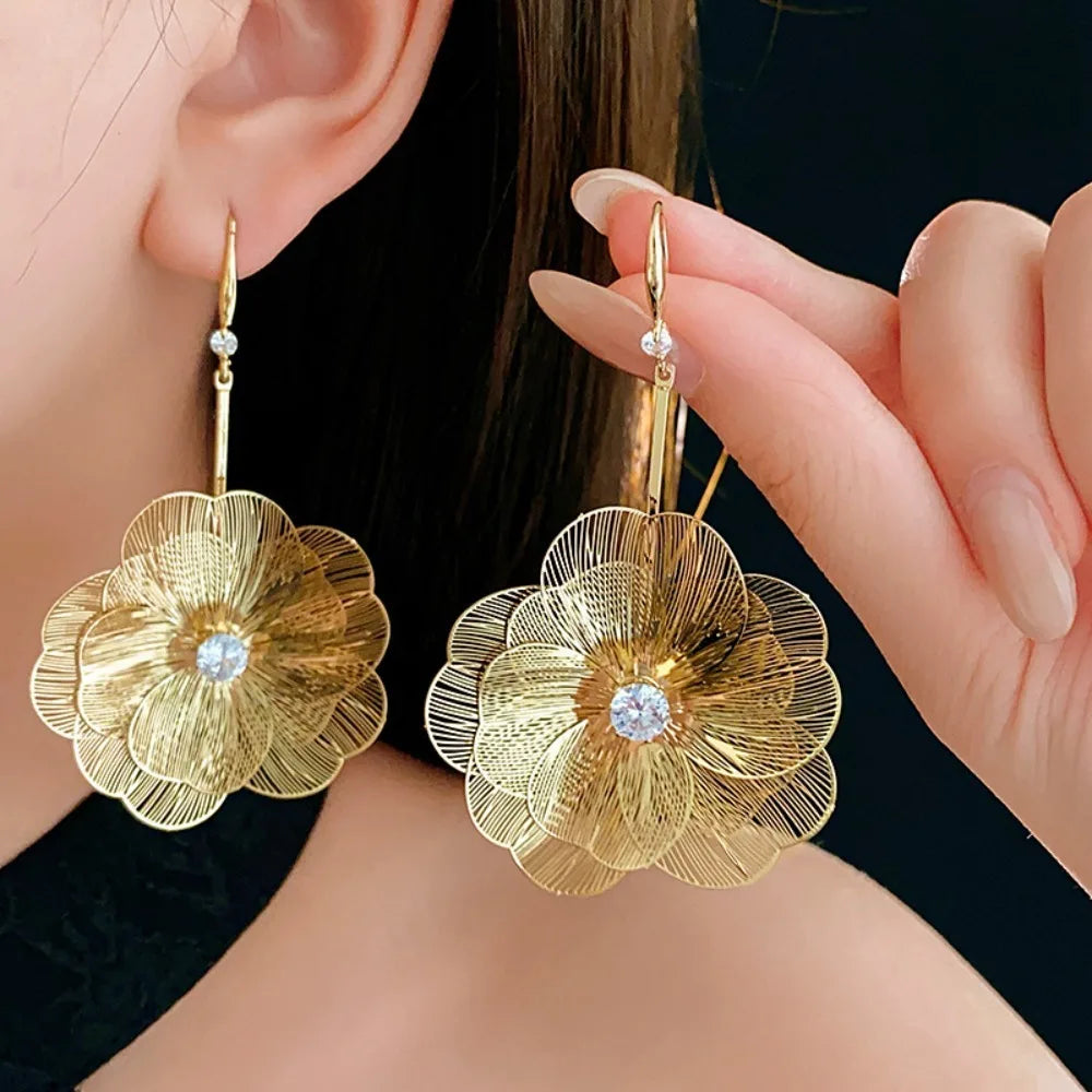 Ear Studs Flower Long Hanging Earrings