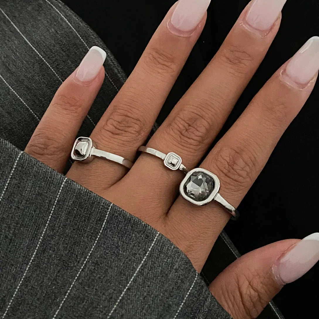 Silver Color Rhinestone Ring Multi-layer Winding Rings