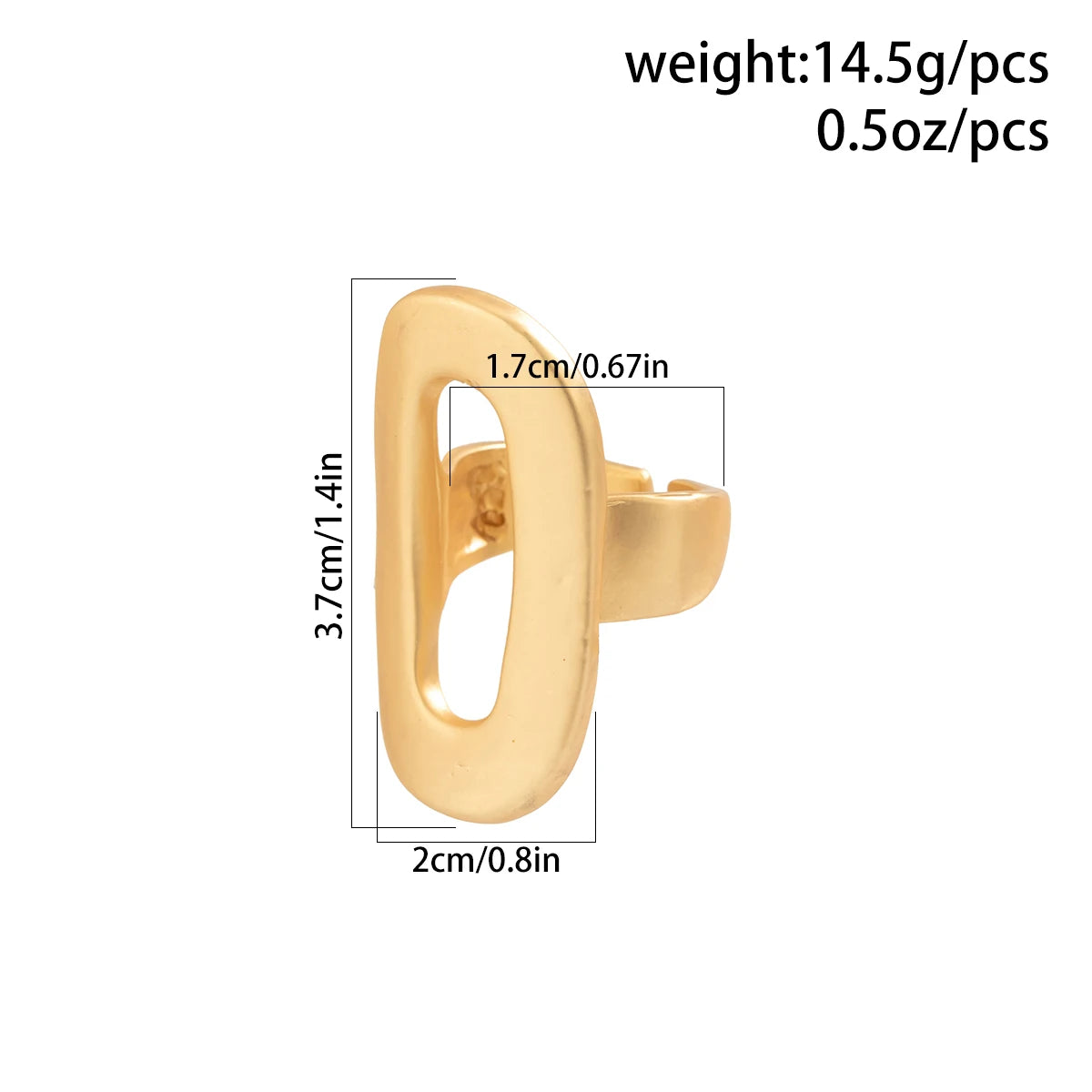 Exaggerated Big Hollow Out Geometric Oval Rings