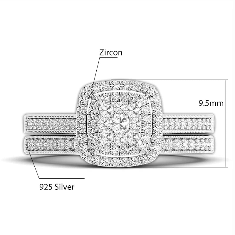 2pcs Moissanite Ring Set For Woman