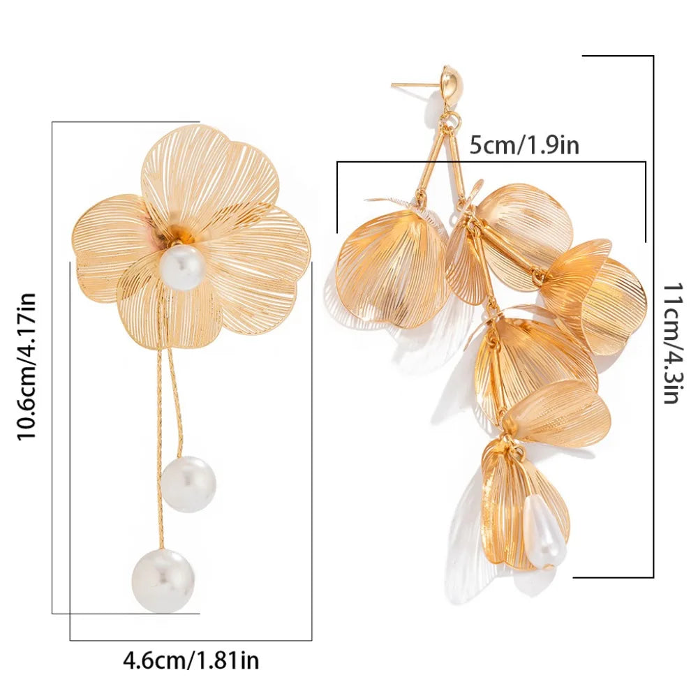 Ear Studs Flower Long Hanging Earrings