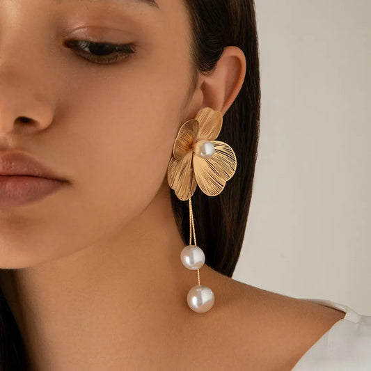 Ear Studs Flower Long Hanging Earrings