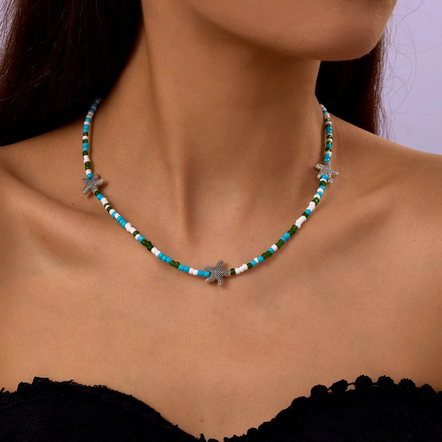 New Beach Style Seashell Necklace Beaded Choker Necklaces for Women Handmade Starfish Pendant Fashion Ocean Украшения Чокер