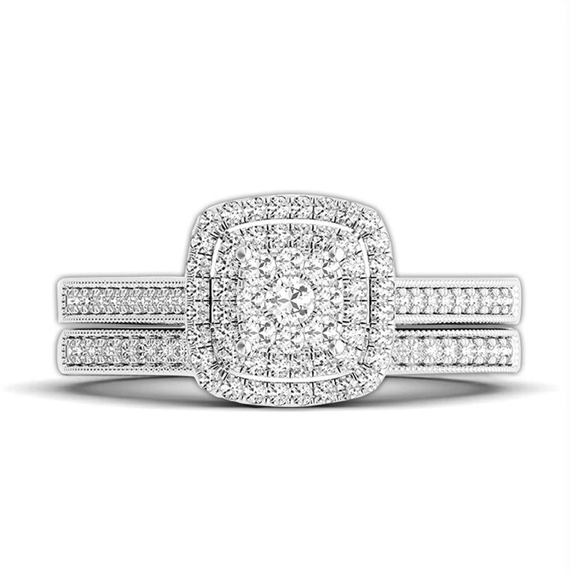 2pcs Moissanite Ring Set For Woman