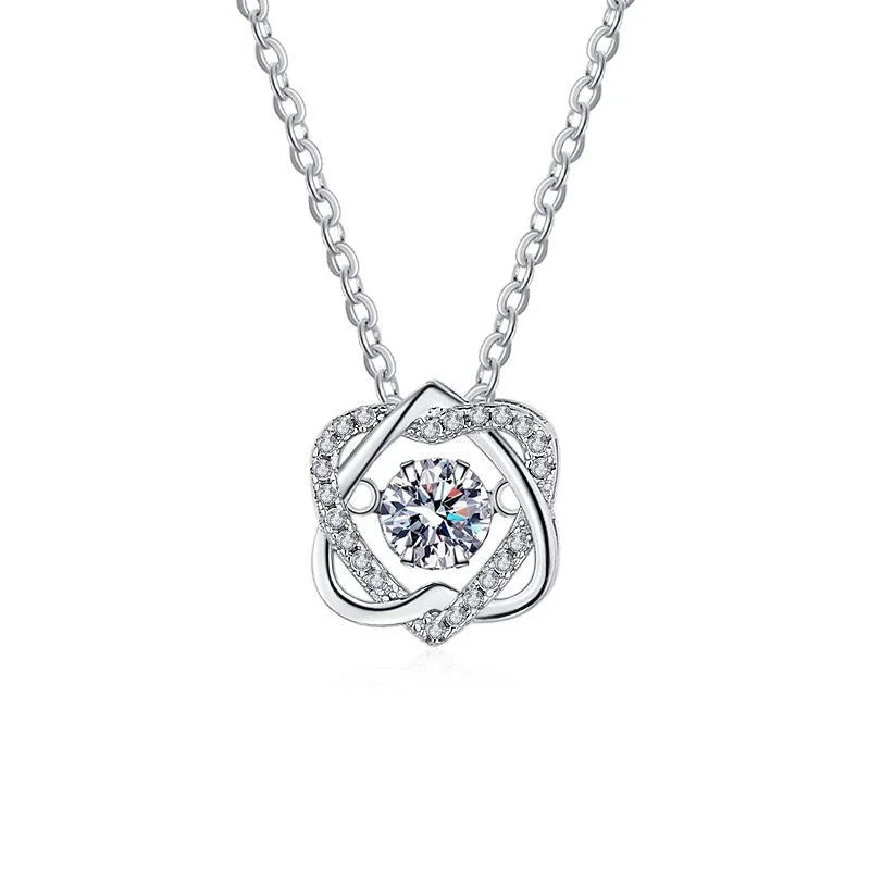 Moissanite Necklace For Women 100% Sterling S925 Silver With White Gold Plated Lab Diamond
