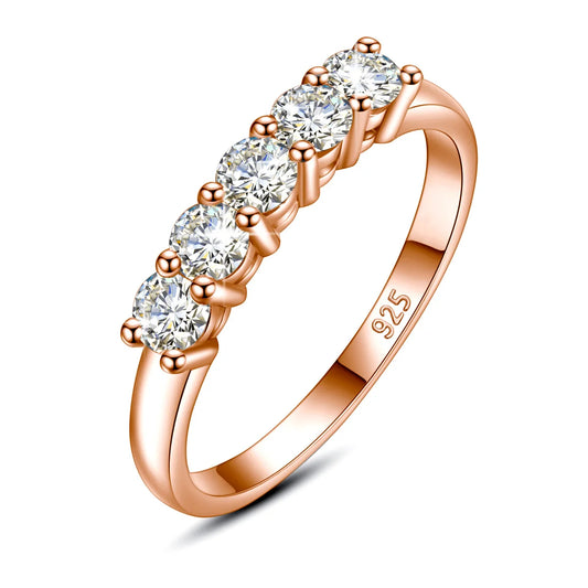 5pcs Stones Moissanite Diamond Ring