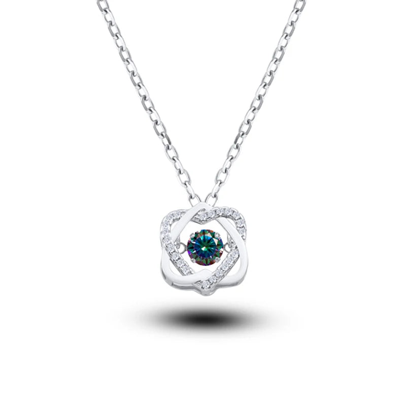 Moissanite Necklace For Women 100% Sterling S925 Silver With White Gold Plated Lab Diamond