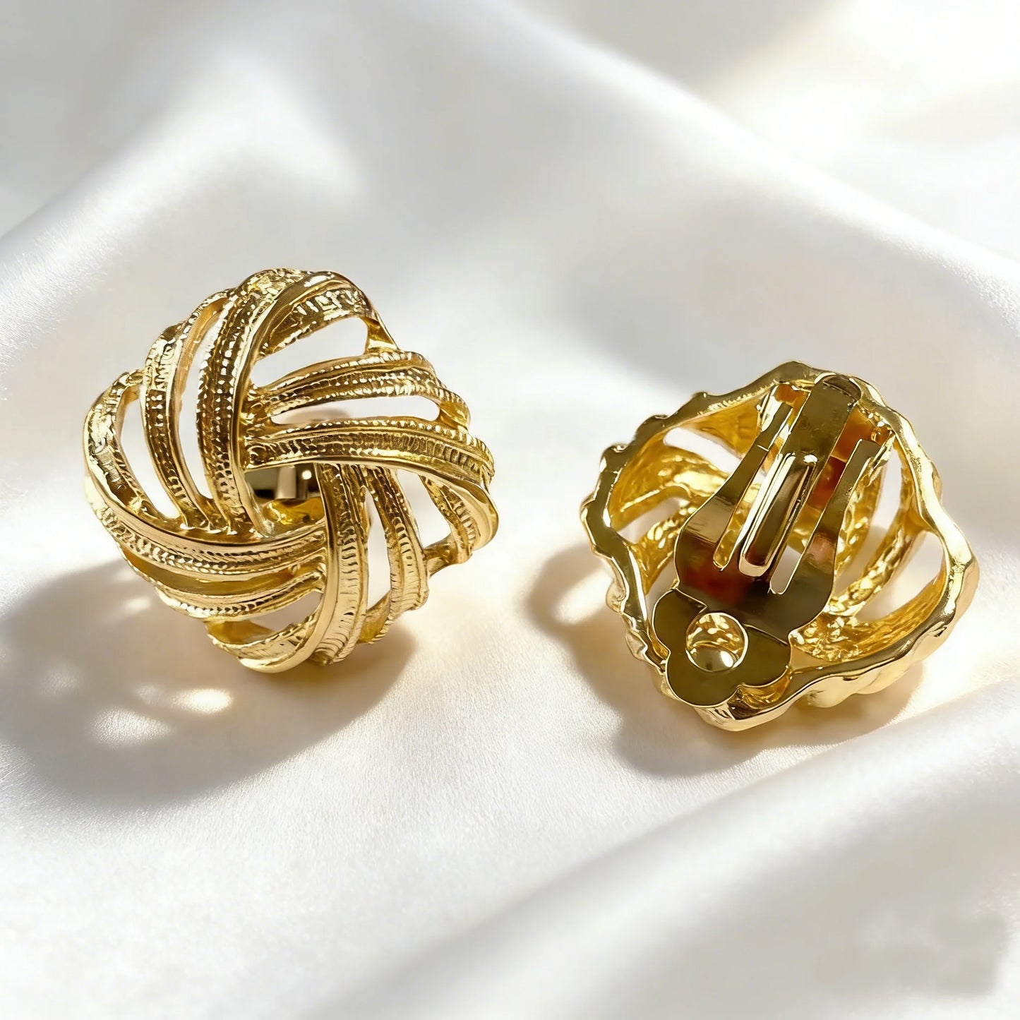 Trendy Gold Crisscross Wide Hoop Clip-On Earrings
