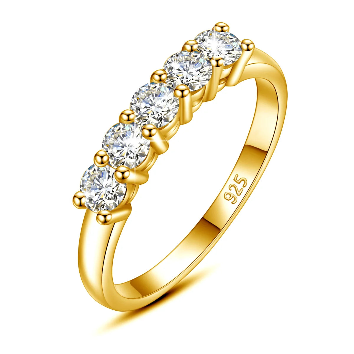5pcs Stones Moissanite Diamond Ring