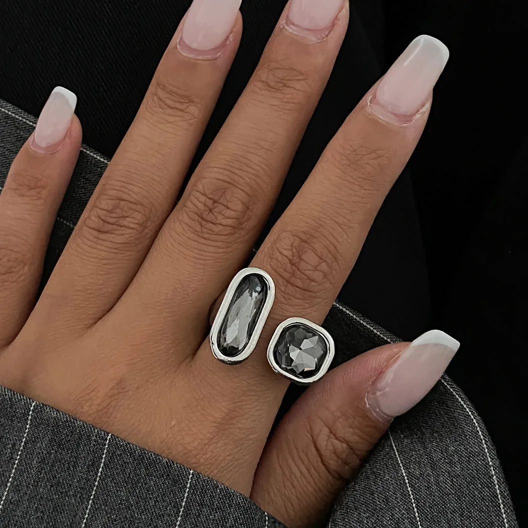 Silver Color Rhinestone Ring Multi-layer Winding Rings