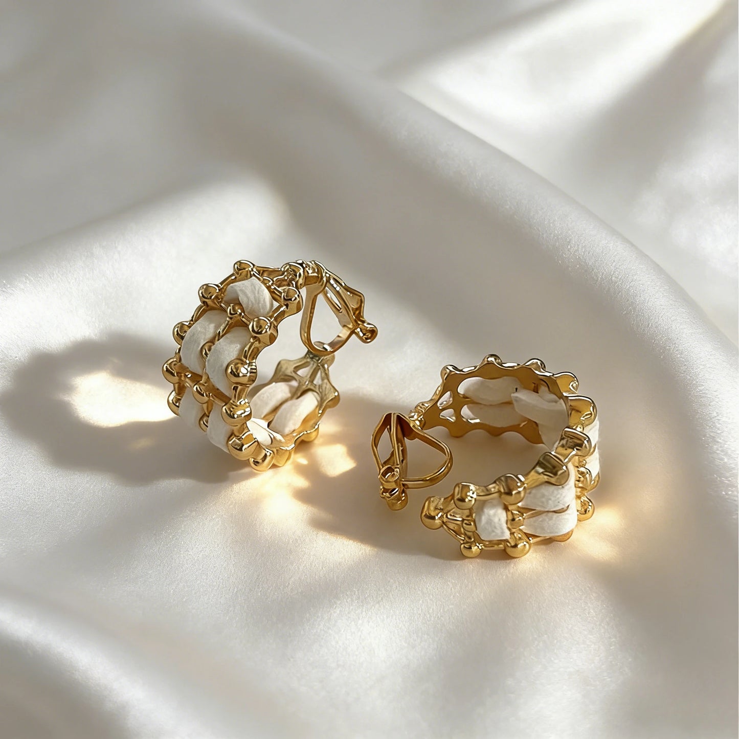 Trendy Gold Crisscross Wide Hoop Clip-On Earrings