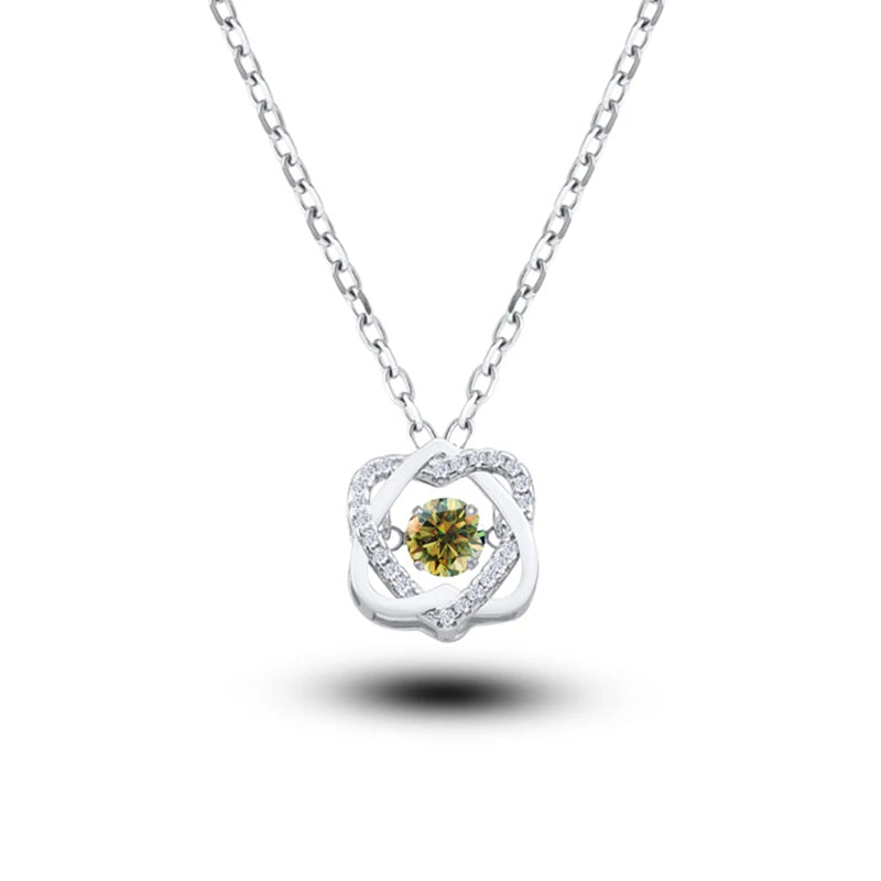 Moissanite Necklace For Women 100% Sterling S925 Silver With White Gold Plated Lab Diamond