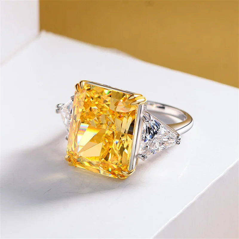 Luxury Geometric Big Square Stone Rings