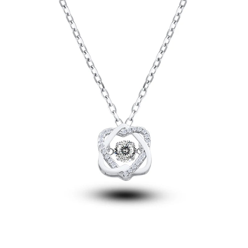 Moissanite Necklace For Women 100% Sterling S925 Silver With White Gold Plated Lab Diamond