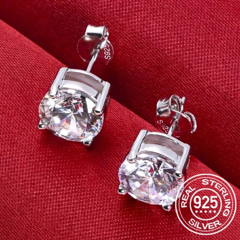 0.5-2 Carat 8.0mm D Color Moissanite 100% 925 Sterling Silver Stud Earrings