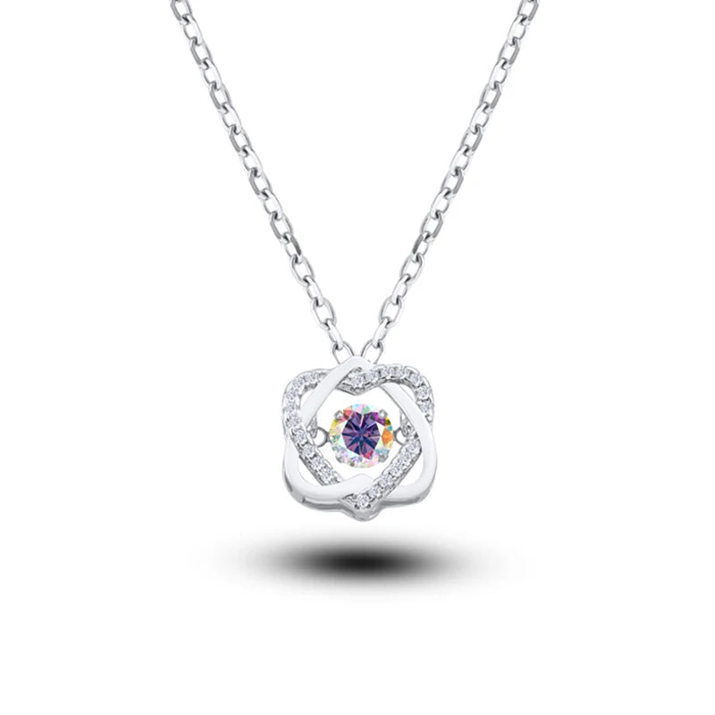 Moissanite Necklace For Women 100% Sterling S925 Silver With White Gold Plated Lab Diamond
