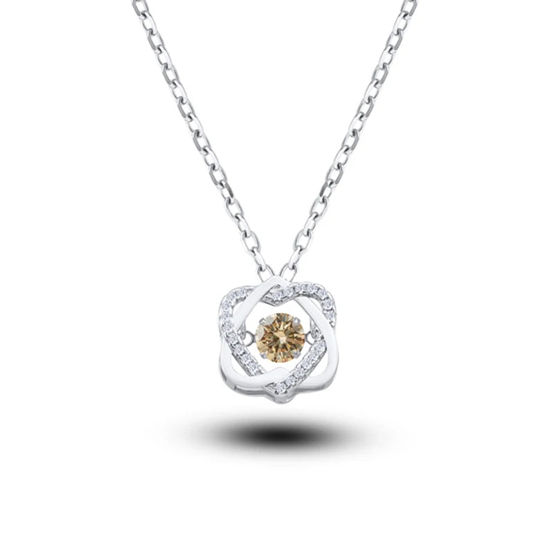 Moissanite Necklace For Women 100% Sterling S925 Silver With White Gold Plated Lab Diamond