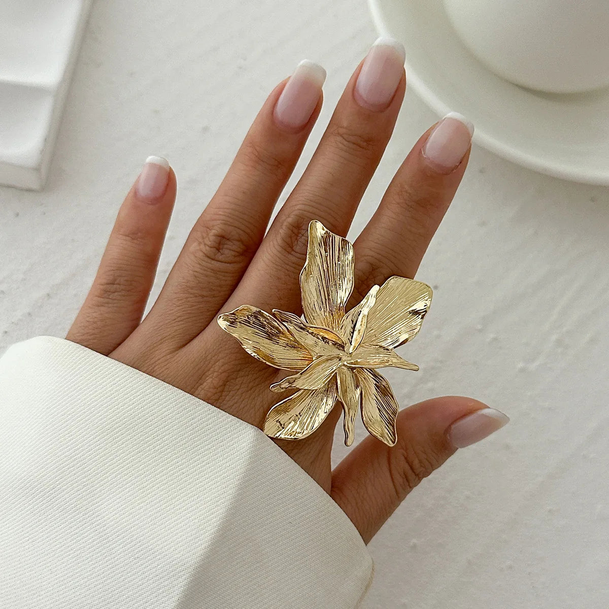 Personality Design Double Layered Big Flower Ring