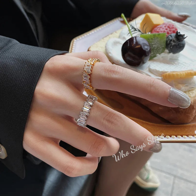 Stylish New Design Sparkling Zircon Rings for Women Elegant Party Jewelry Gift
