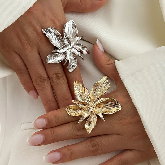 Personality Design Double Layered Big Flower Ring