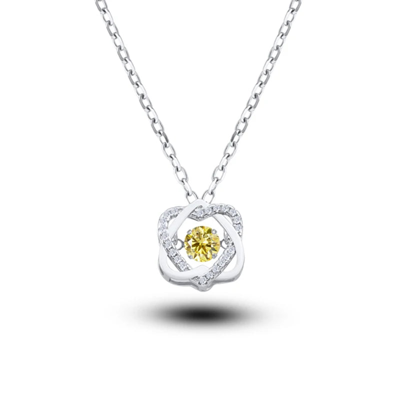 Moissanite Necklace For Women 100% Sterling S925 Silver With White Gold Plated Lab Diamond