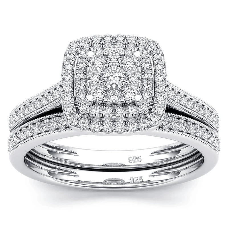 2pcs Moissanite Ring Set For Woman