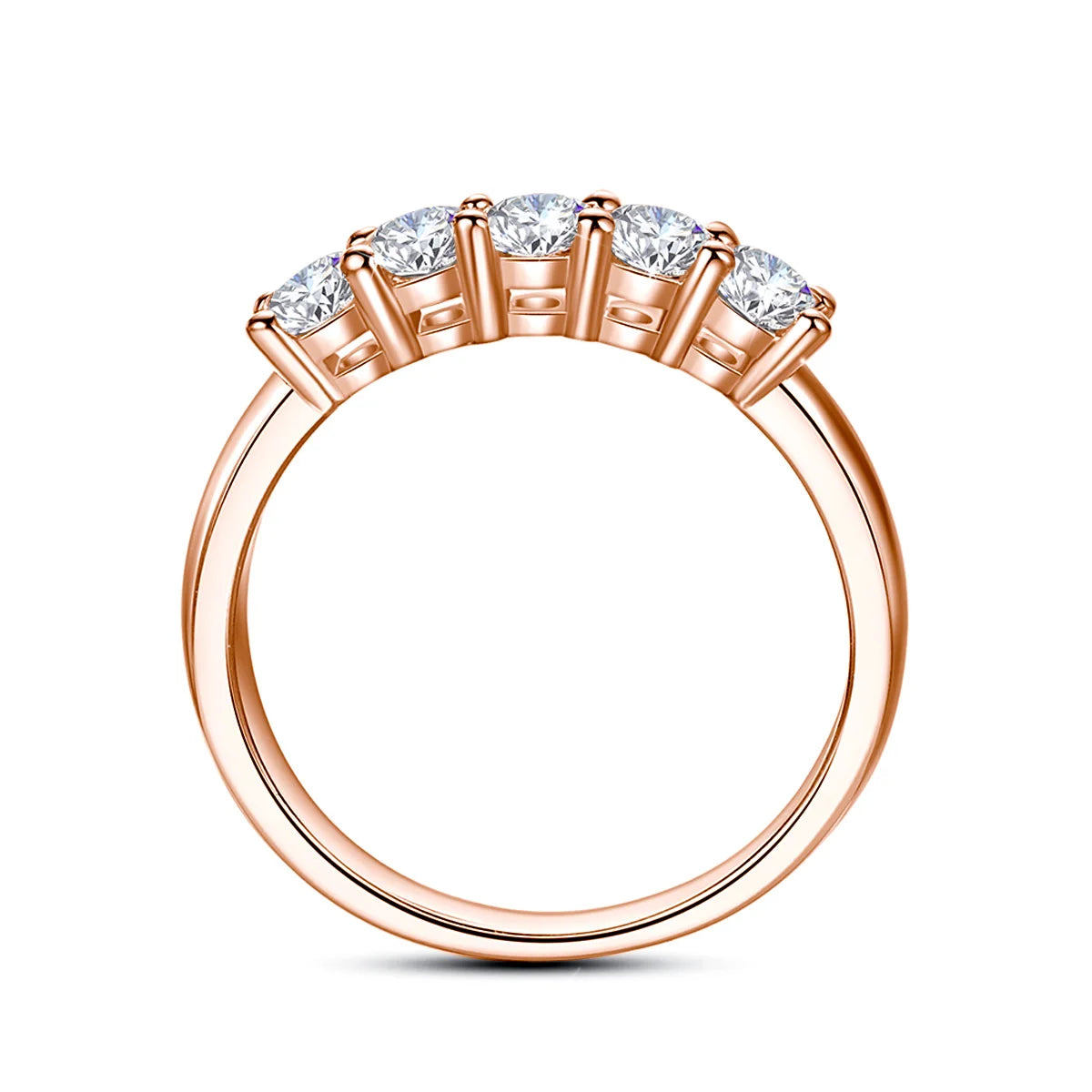 5pcs Stones Moissanite Diamond Ring
