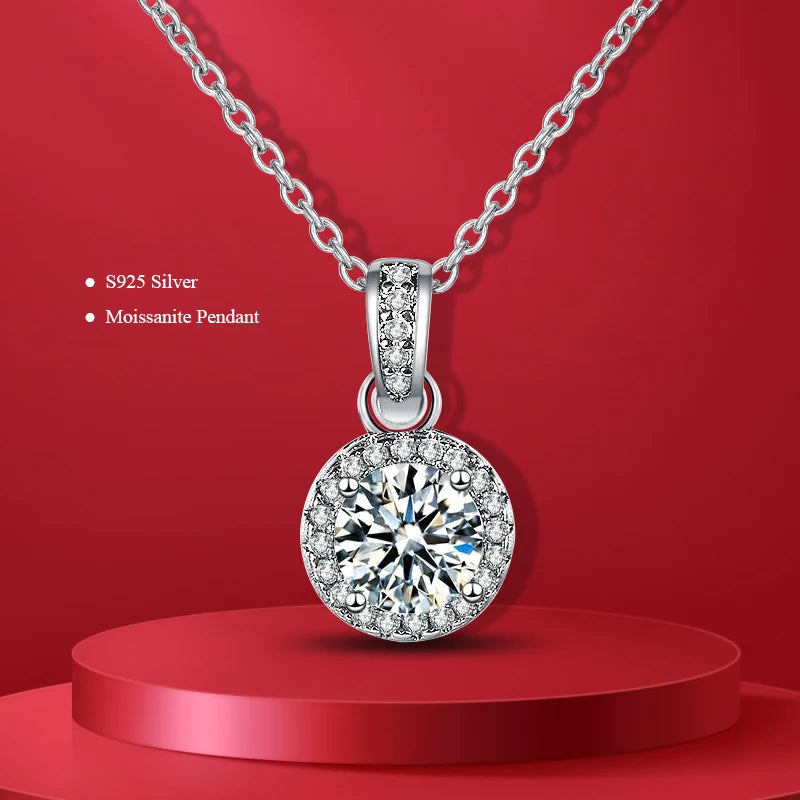 100% Moissanite Diamond Pendant Necklaces