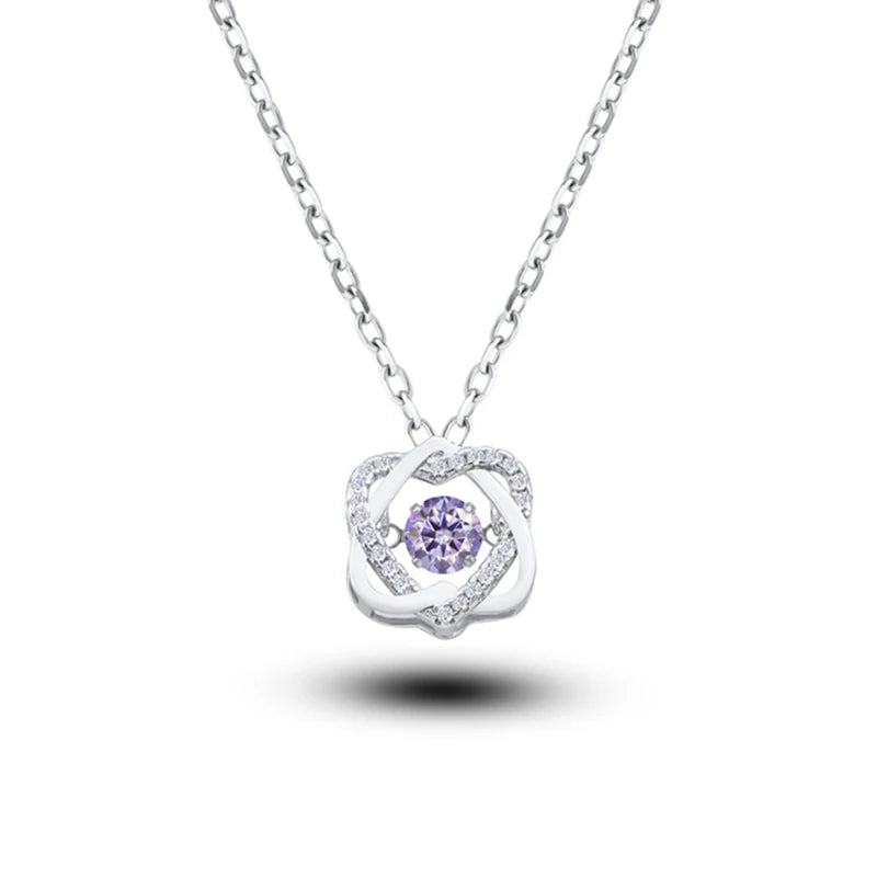 Moissanite Necklace For Women 100% Sterling S925 Silver With White Gold Plated Lab Diamond