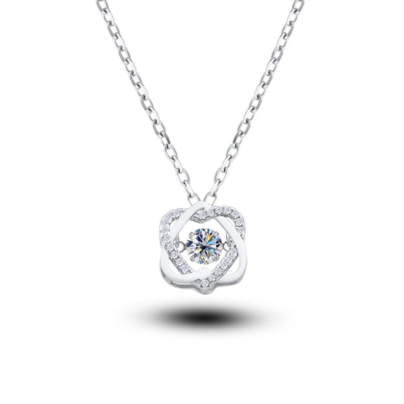 Moissanite Necklace For Women 100% Sterling S925 Silver With White Gold Plated Lab Diamond