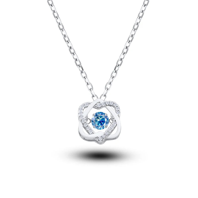 Moissanite Necklace For Women 100% Sterling S925 Silver With White Gold Plated Lab Diamond