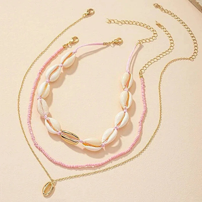 New Beach Style Seashell Necklace Beaded Choker Necklaces for Women Handmade Starfish Pendant Fashion Ocean Украшения Чокер